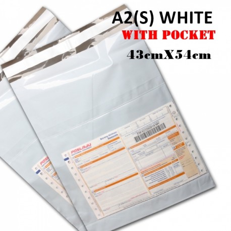 A2(S) Size White Courier Bag Pocket 43cmX54cm,1pc