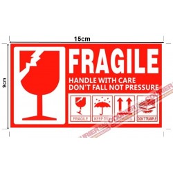 S3 Fragile Sticker White 15cm x 9cm, 45pcs