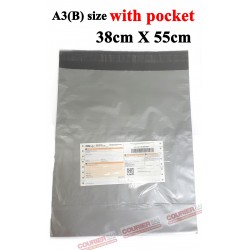 A3(B) Size Grey Color With Pocket Courier Bag (38cmx55cm,10pcs)