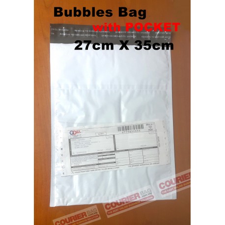 BUBBLE PLASTIC COURIER BAG WITH POCKET 27CMX35CM,1PC