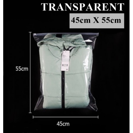 T6 Transparent Plastic Bag with Zip Lock (35cmX45cm, 1pc)