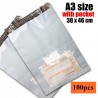 A3 size white color pocket courier bag (30 x 46 cm), 100pc