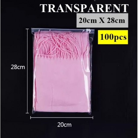 20X28cmTransparent Plastic Bag with Zip Lock (20X28cm,100pc)