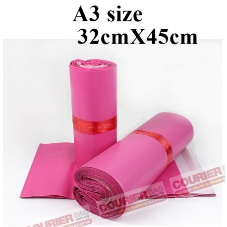 A3 SIZE PINK COURIER BAG (32cmX45cm, 10pcs)