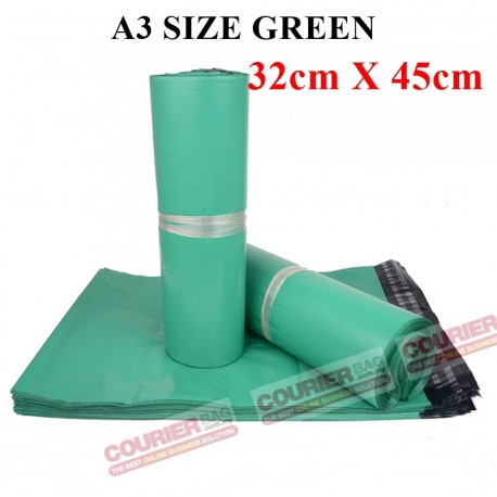 A3 SIZE GREEN COURIER BAG (32cmX45cm, 10pcs)